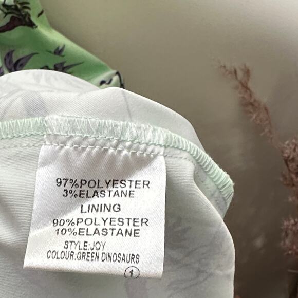 LINDY BOP Joy Green Dinosaur Print Dress Whimsical Novelty Print Sz 6 {H37} - Picture 5 of 5